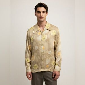 Stagecoach 1970s Vintage Men’s Disco Floral Button Down Shirt Size L